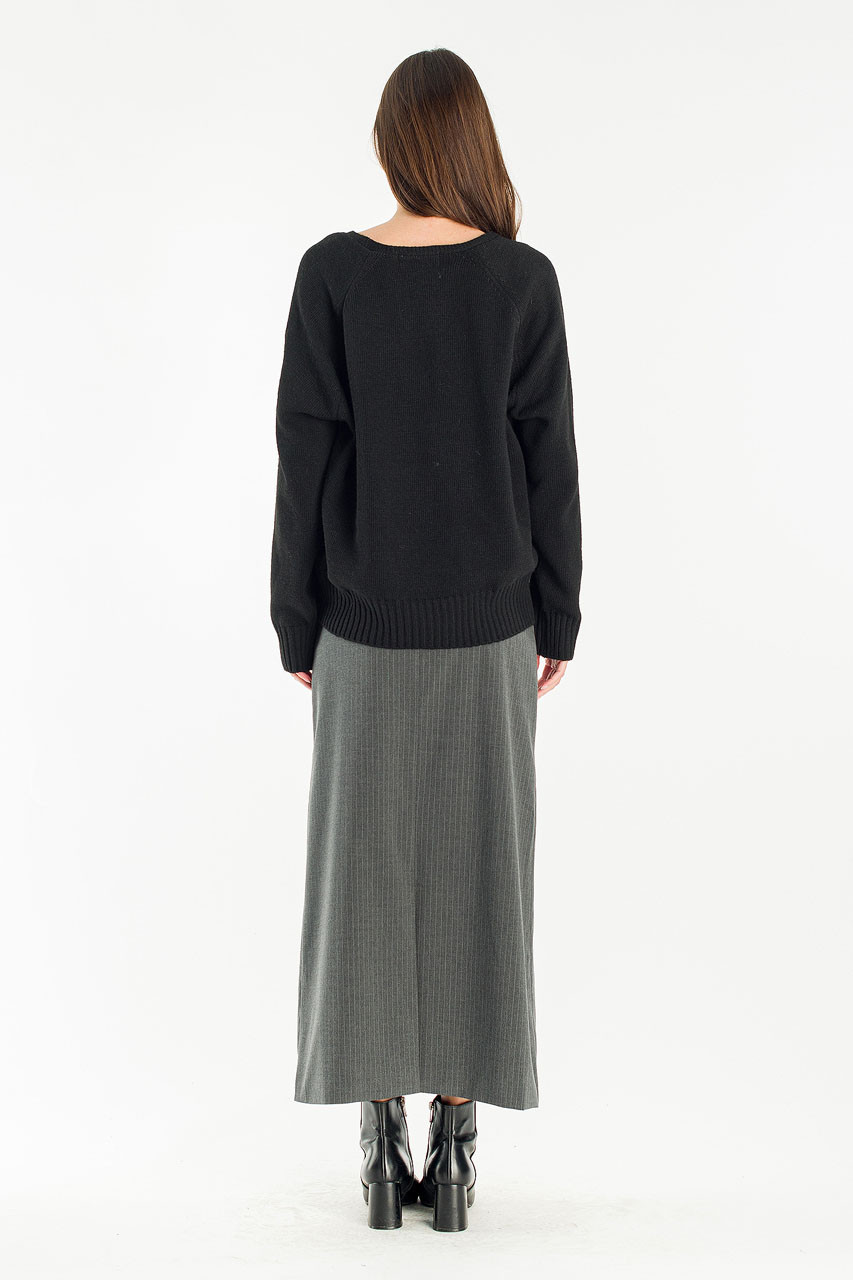 Lily V Neck Jumper, Black