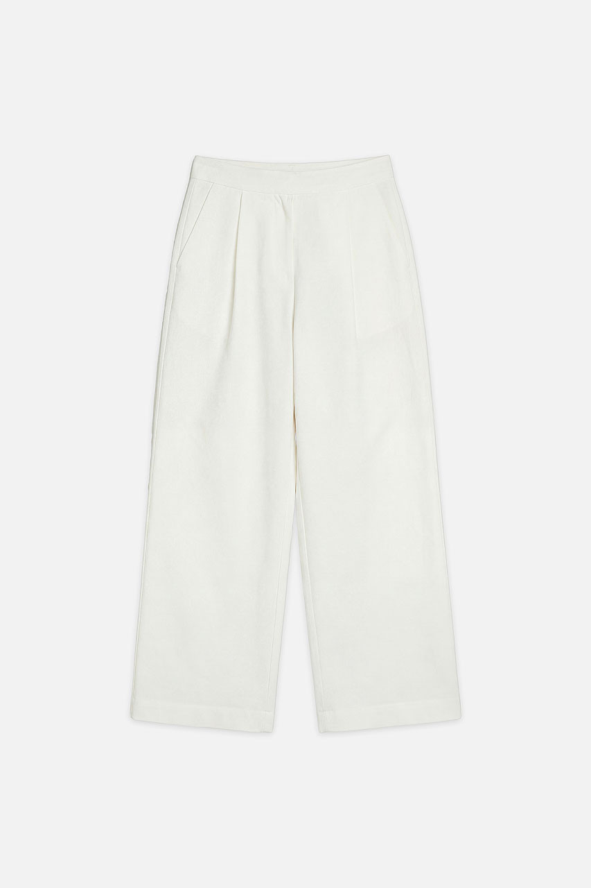 Cosy Pin Tuck Pants, White
