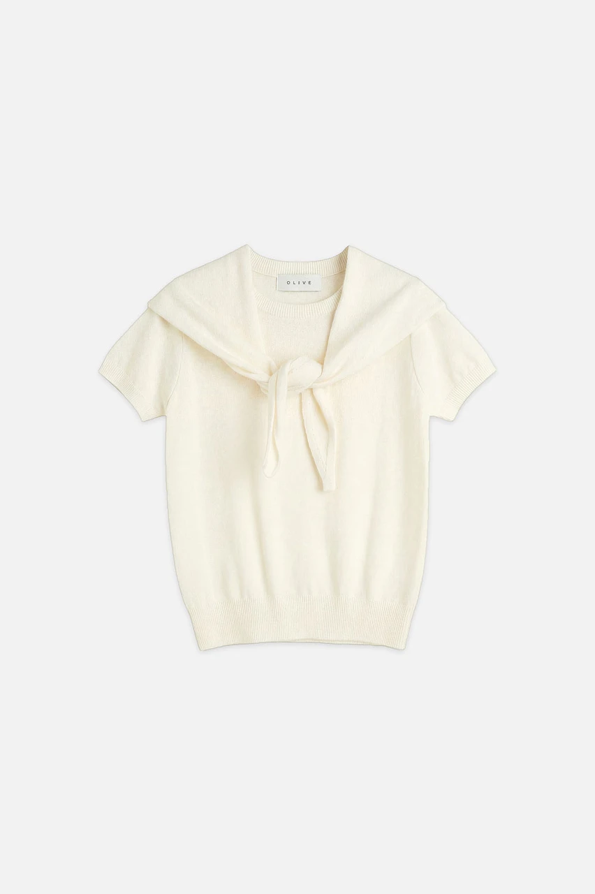 Lenn Scoop Neck Jumper & Scarf, Ivory