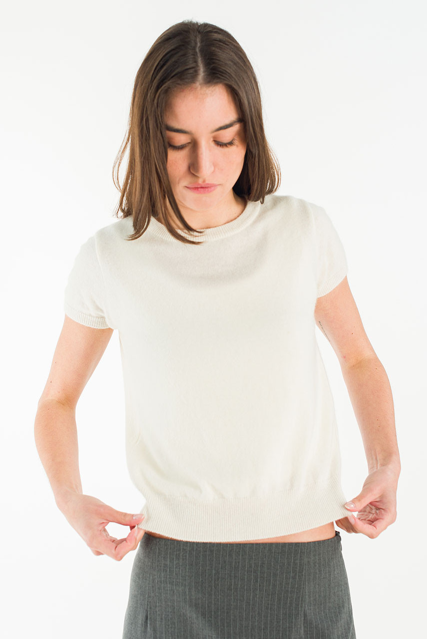 Lenn Scoop Neck Jumper & Scarf, Ivory