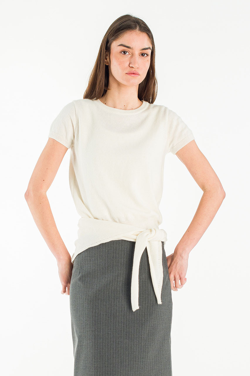 Lenn Scoop Neck Jumper & Scarf, Ivory
