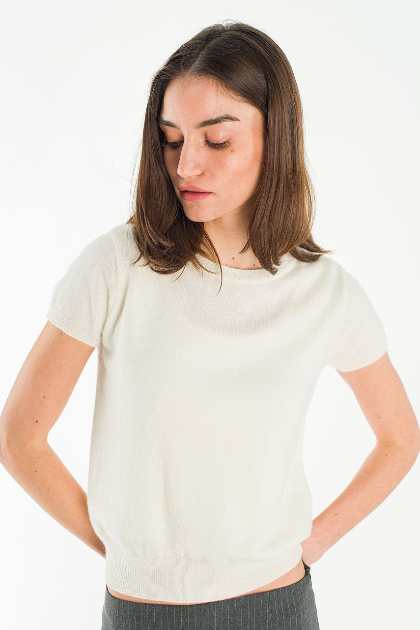 Lenn Scoop Neck Jumper & Scarf, Ivory