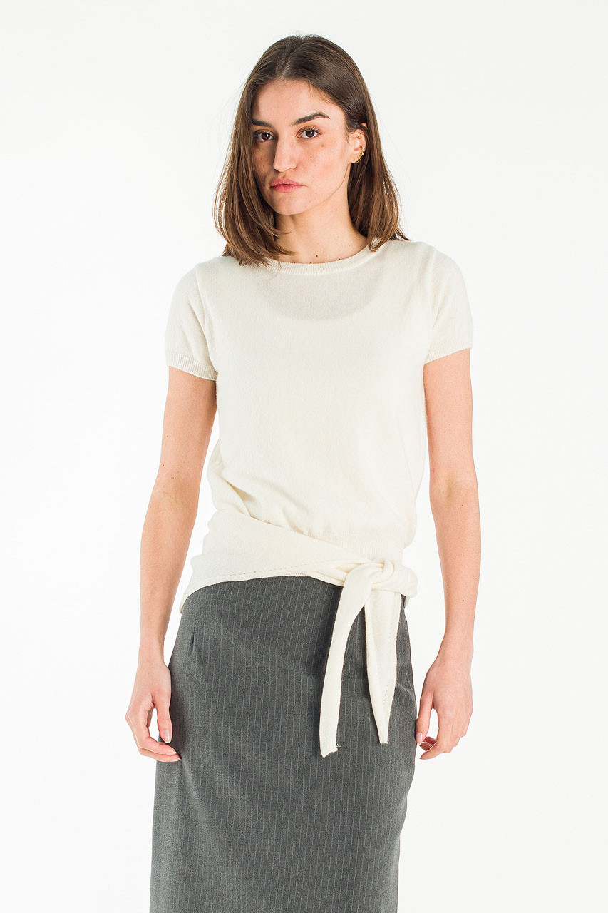 Lenn Scoop Neck Jumper & Scarf, Ivory