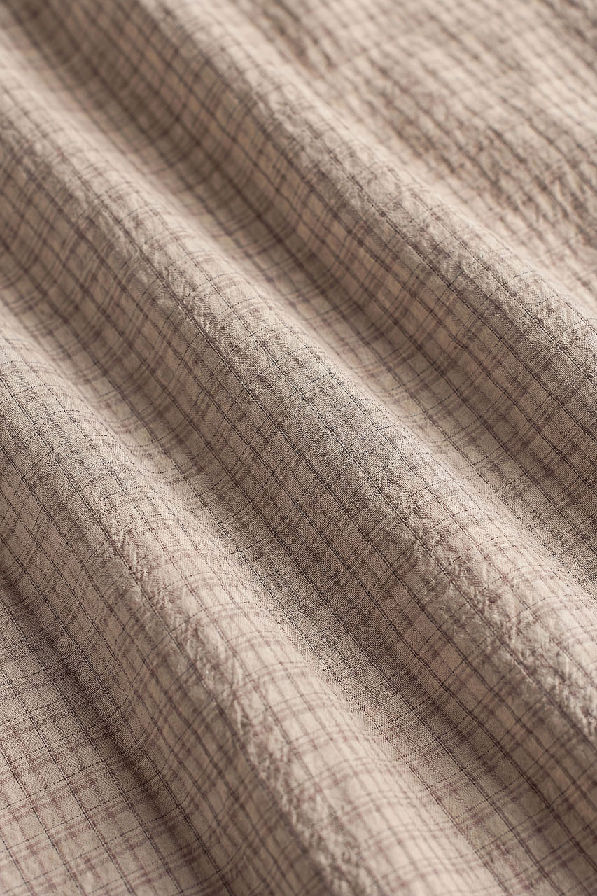 Menswear | Check Seersucker Shirt, Dark Beige