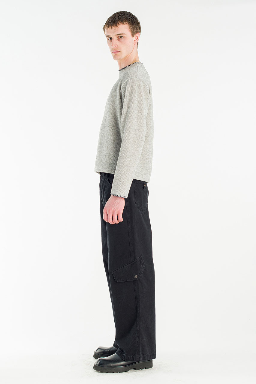 Menswear | Stitch Knitted Crop Tee, Melange Grey