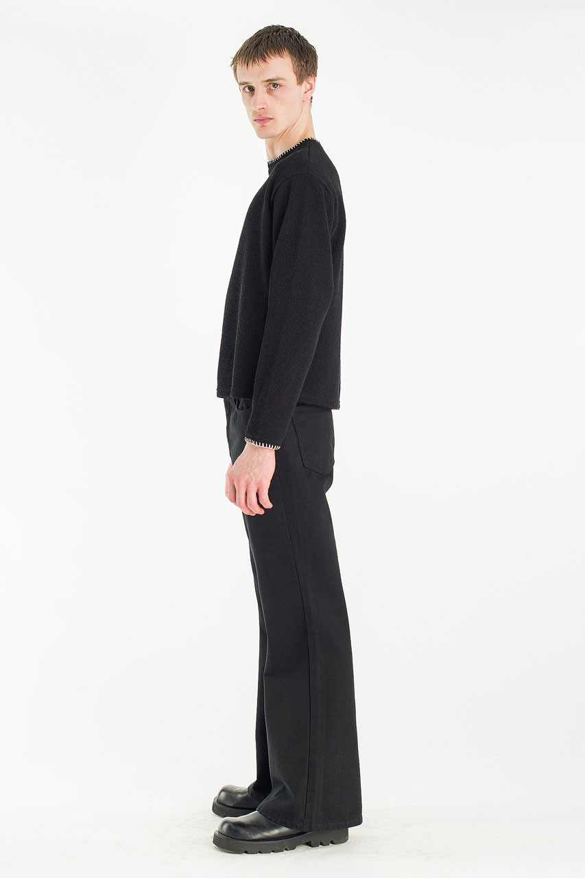Menswear | Stitch Knitted Crop Tee, Black