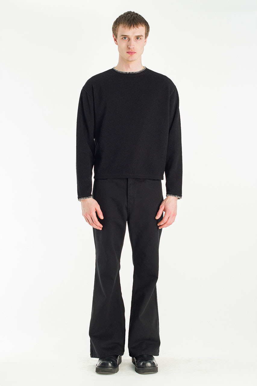 Menswear | Stitch Knitted Crop Tee, Black