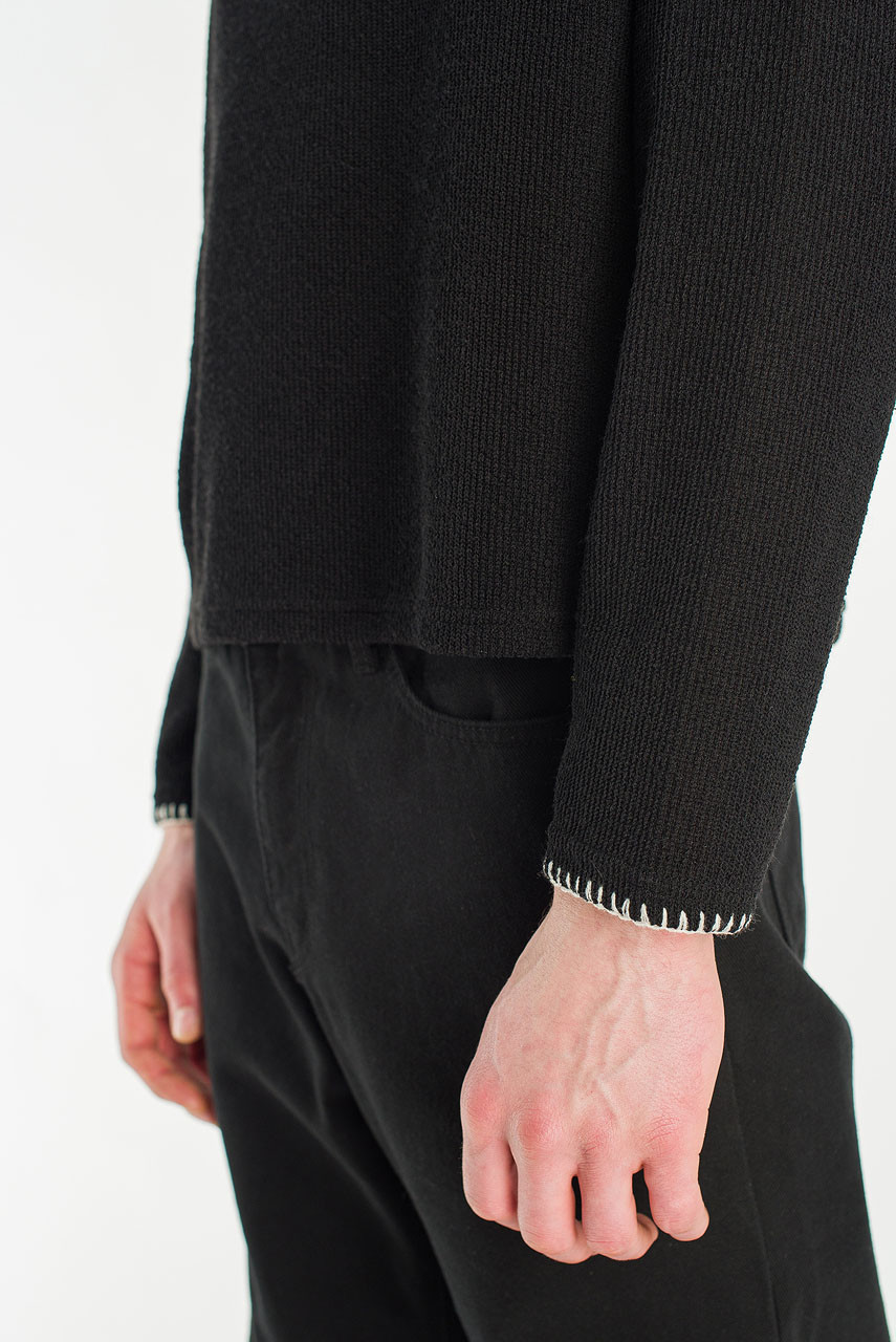 Menswear | Stitch Knitted Crop Tee, Black