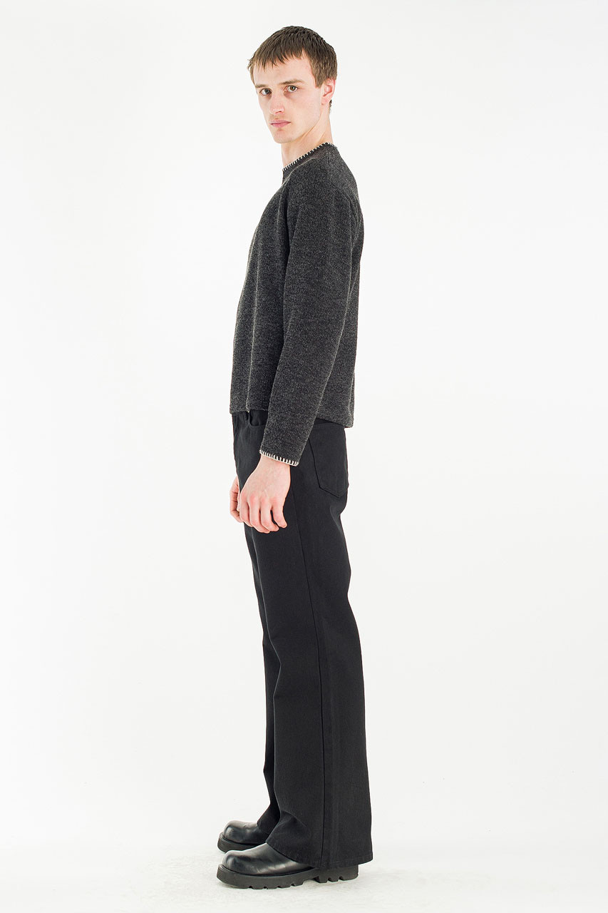 Menswear | Stitch Knitted Crop Tee, Charcoal