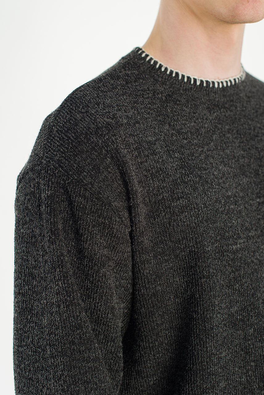 Menswear | Stitch Knitted Crop Tee, Charcoal