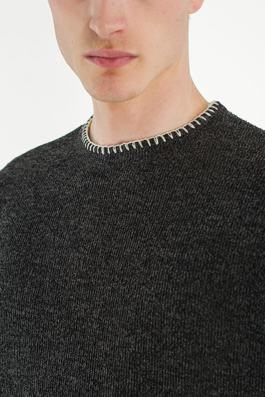 Menswear | Stitch Knitted Crop Tee, Charcoal