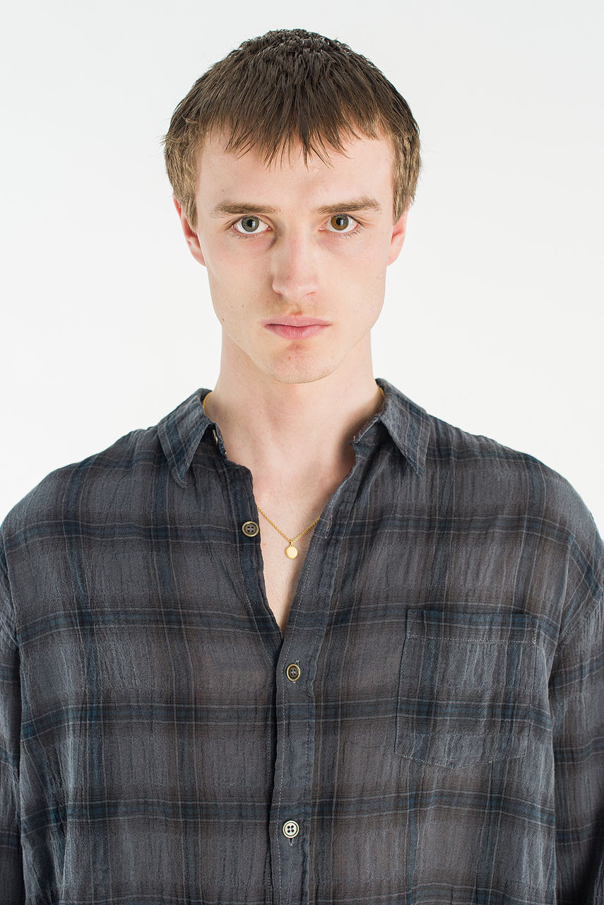 Menswear | Long-Sleeve Pigment-Dyed Check Shirt, Navy