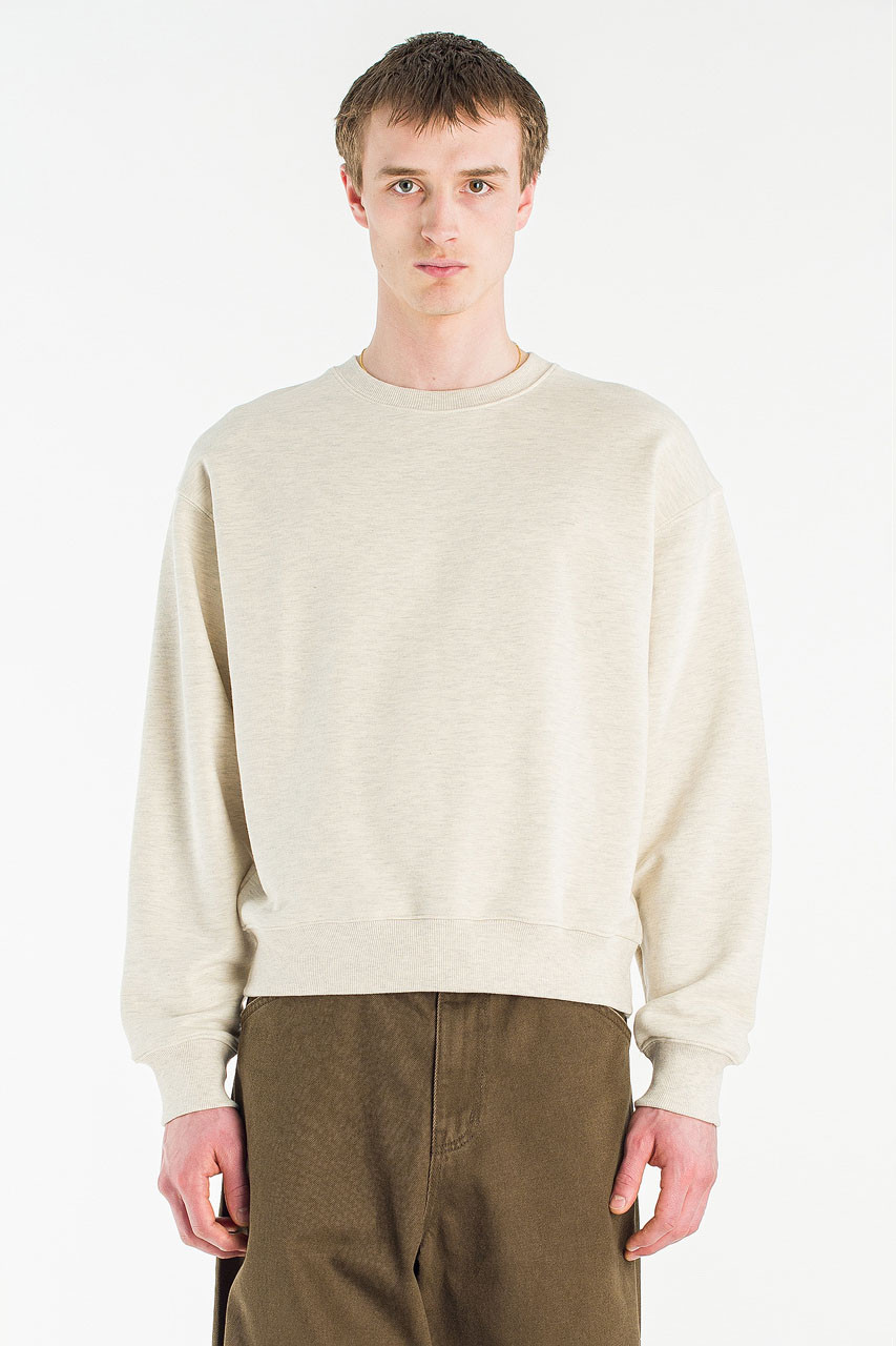 Menswear | Cropped Mid-Weight Sweatshirt, Light Beige