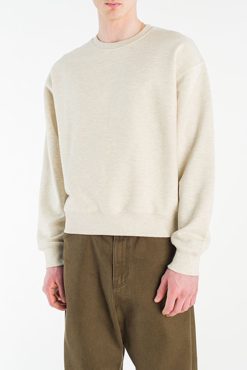 Menswear | Cropped Mid-Weight Sweatshirt, Light Beige