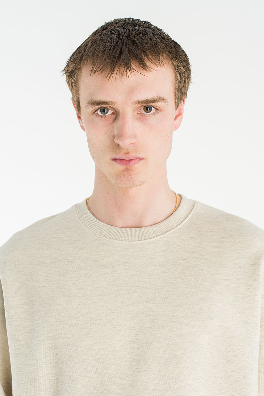 Menswear | Cropped Mid-Weight Sweatshirt, Light Beige