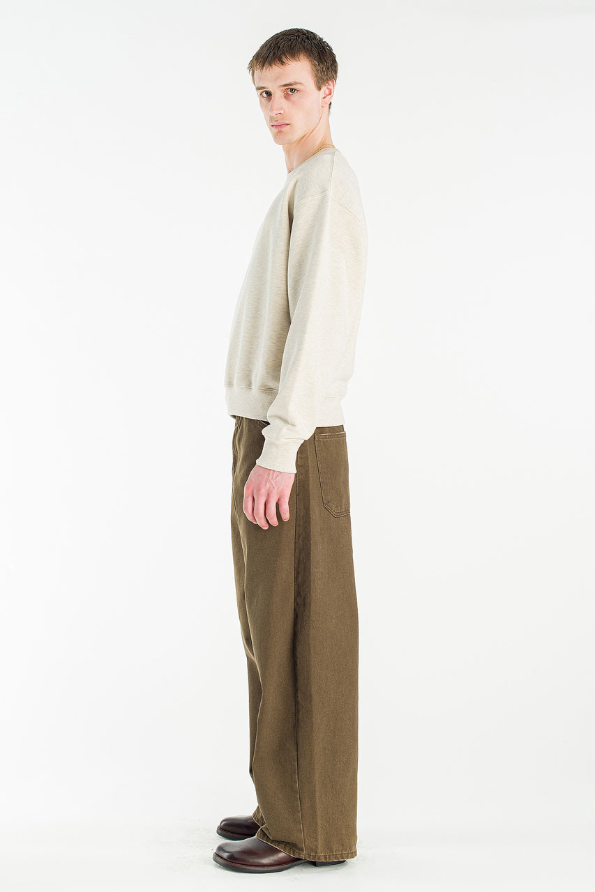 Menswear | Cropped Mid-Weight Sweatshirt, Light Beige