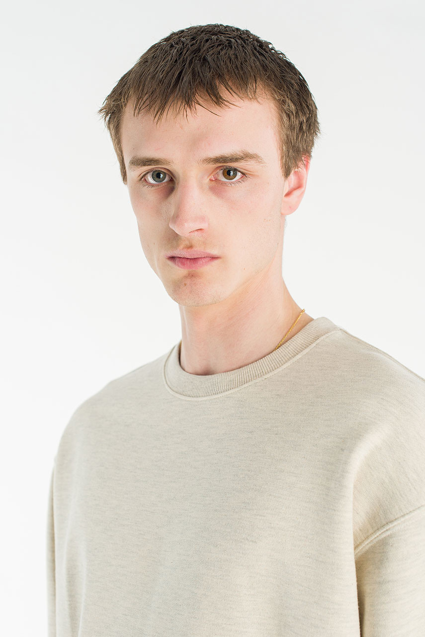 Menswear | Cropped Mid-Weight Sweatshirt, Light Beige
