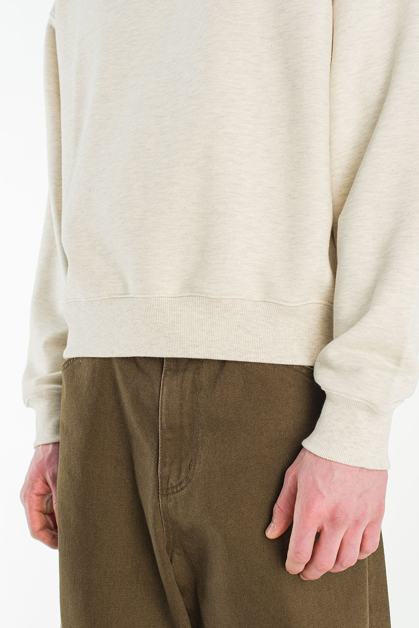 Menswear | Cropped Mid-Weight Sweatshirt, Light Beige