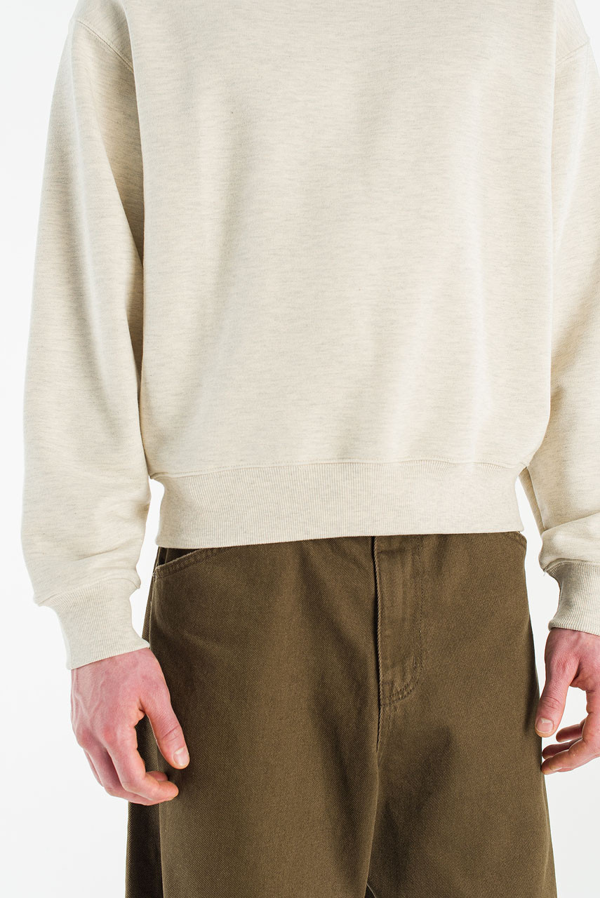 Menswear | Cropped Mid-Weight Sweatshirt, Light Beige