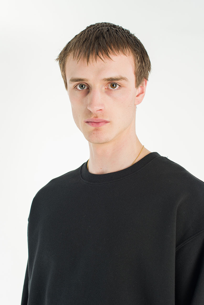 Menswear | Cropped Mid-Weight Sweatshirt, Black