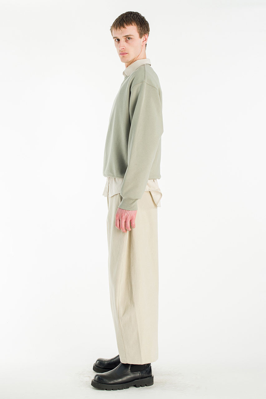 Menswear | Cropped Mid-Weight Sweatshirt, Khaki