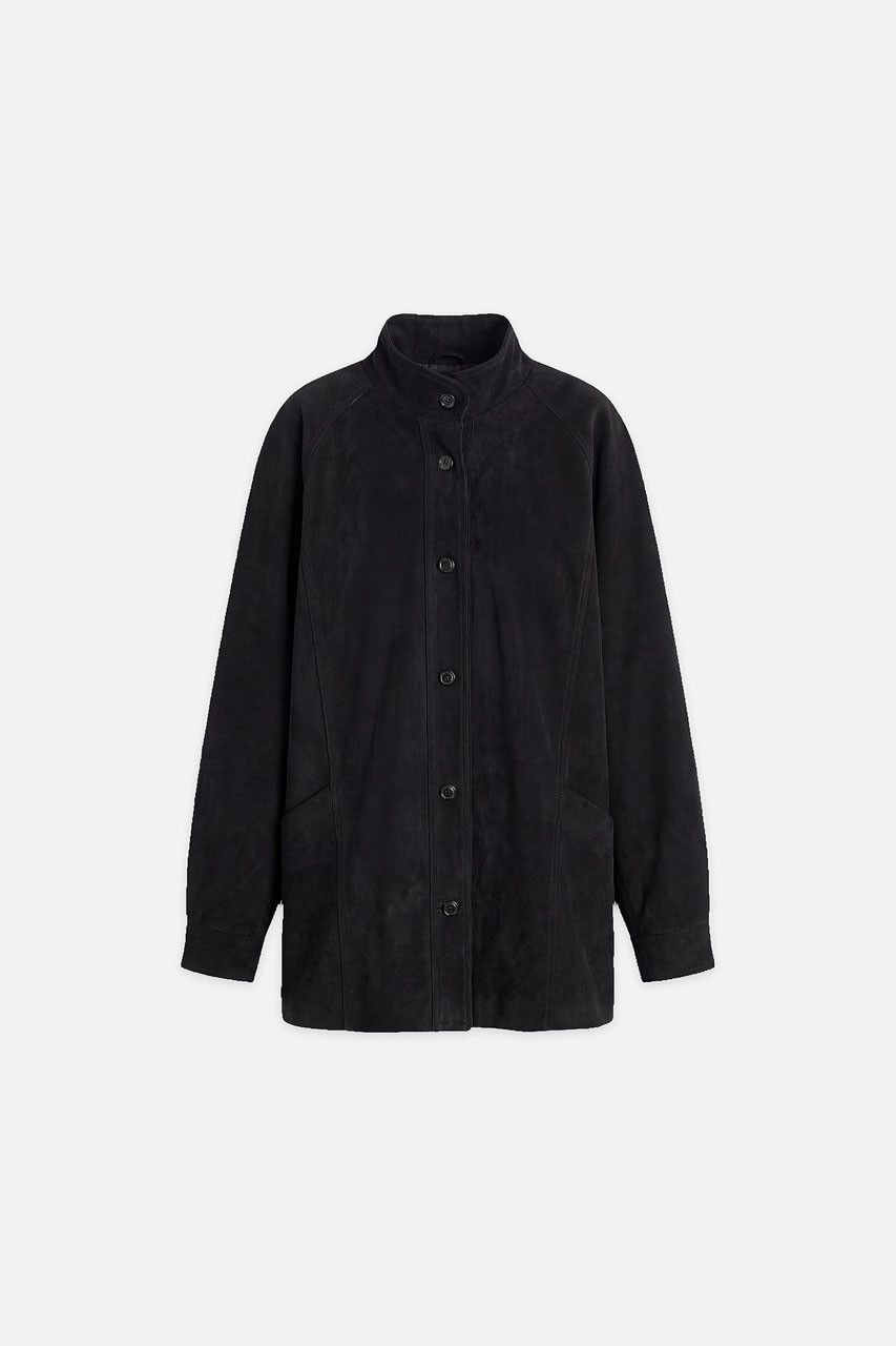 Henry Faux Suede Boxy Jacket, Black