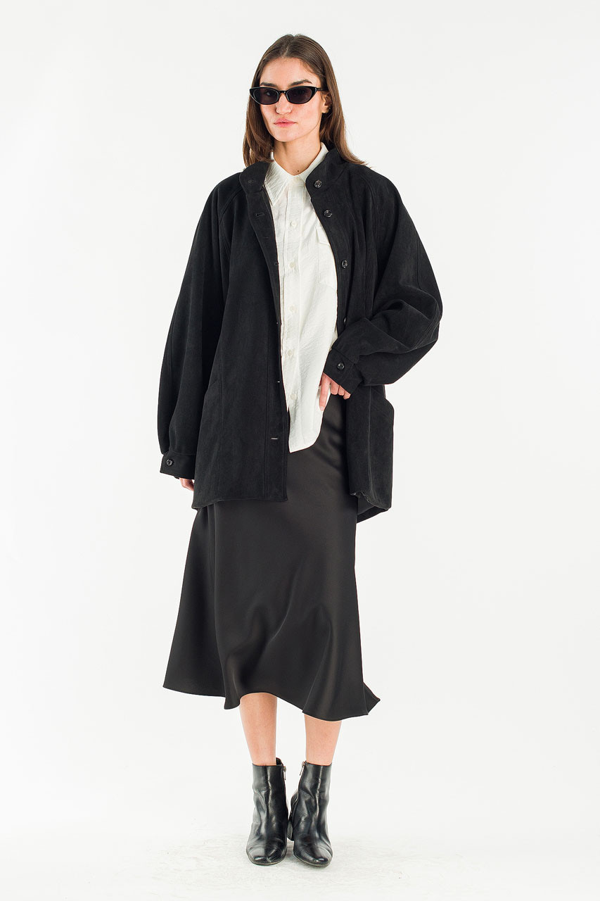 Henry Faux Suede Boxy Jacket, Black