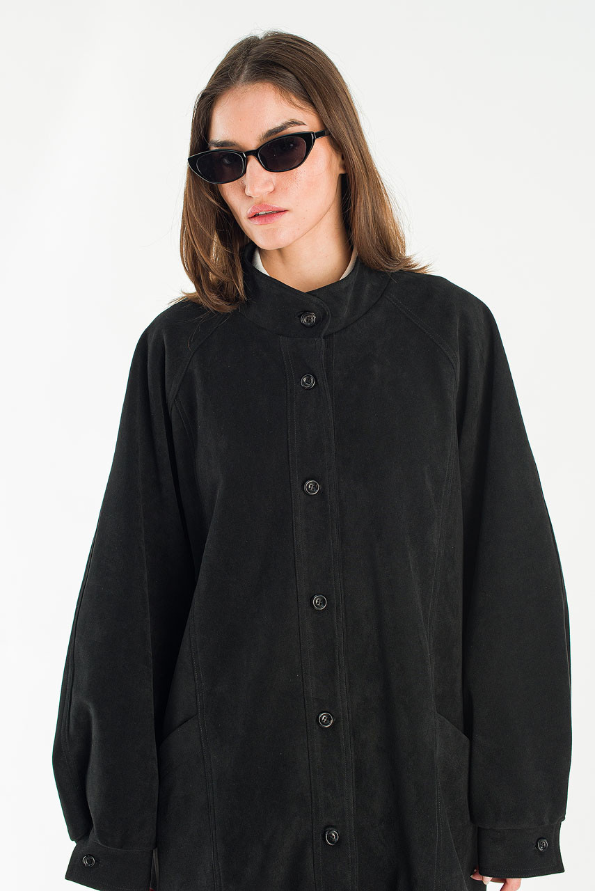 Henry Faux Suede Boxy Jacket, Black