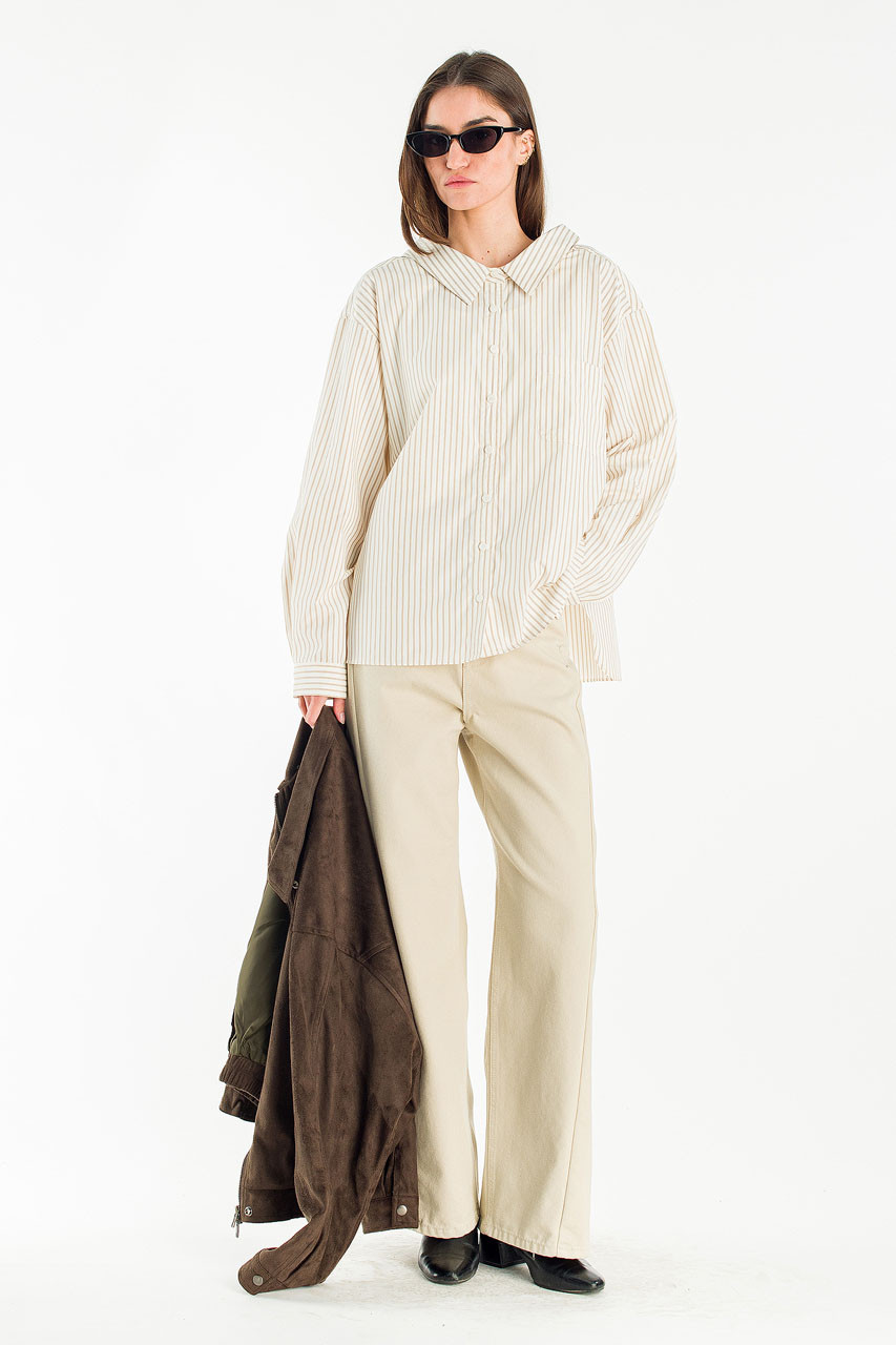 Muse Stripe Blouse, Beige
