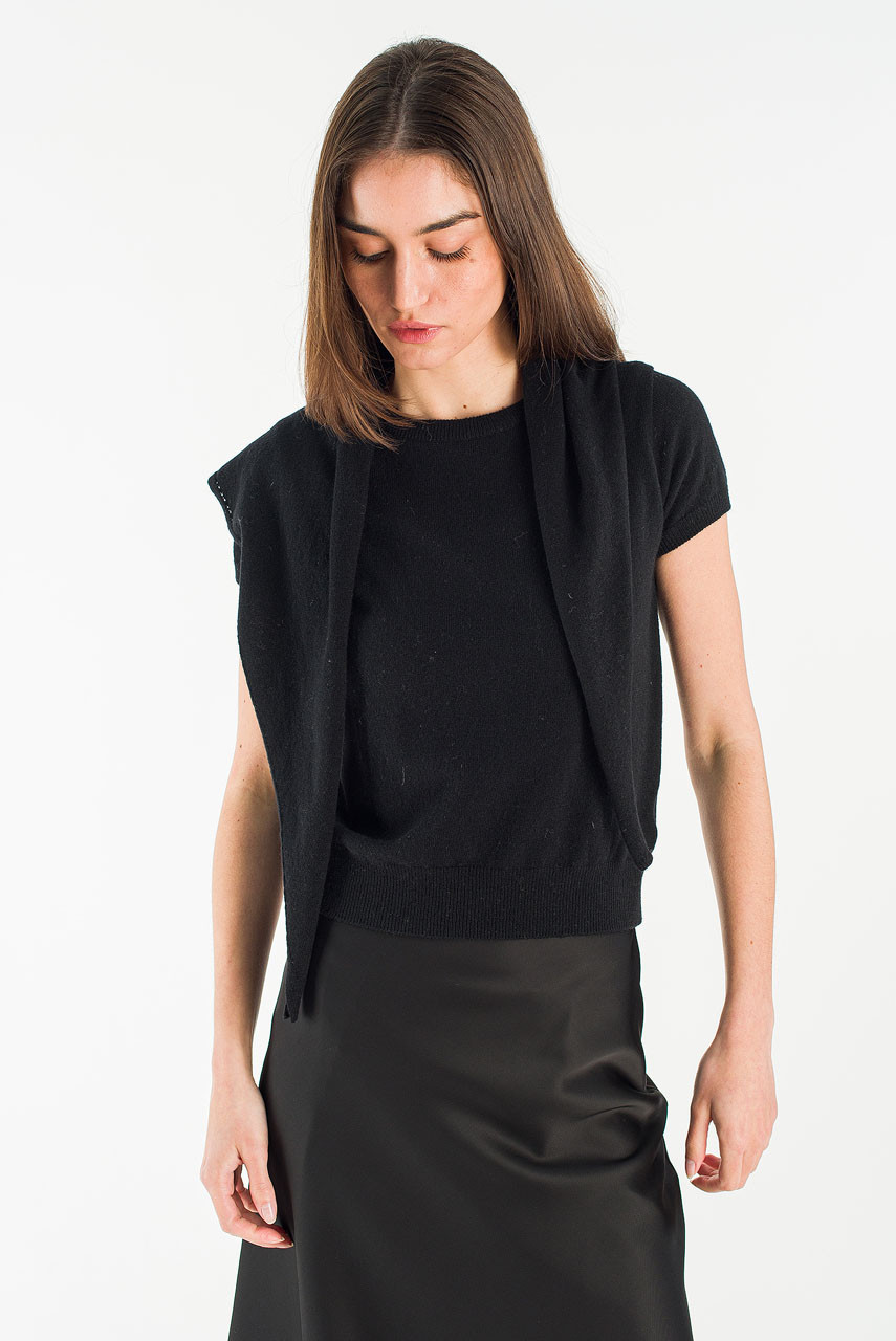 Lenn Scoop Neck Jumper & Scarf, Black