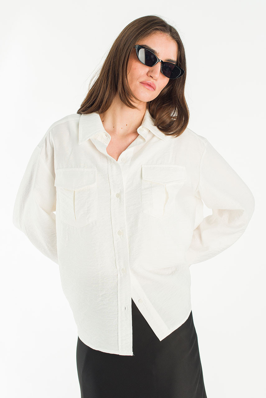 Lenn Twin Picket Blouse, Ivory