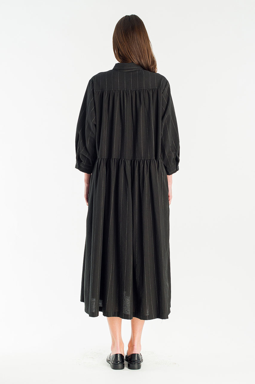 Lea Boxy Pin Stripe Dress, Black