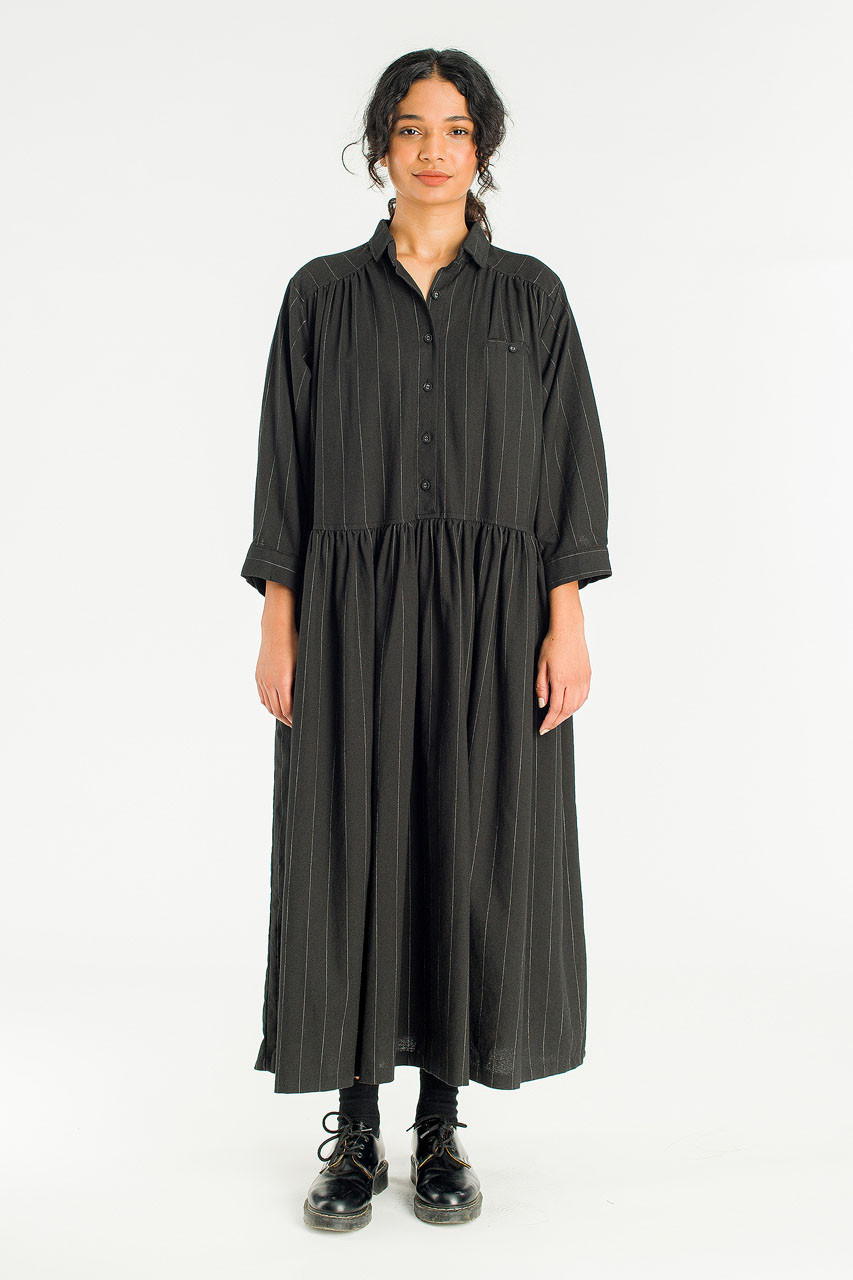 Lea Boxy Pin Stripe Dress, Black