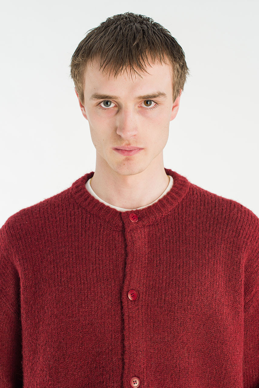 Menswear | Alpaca Knit Cardigan, Red