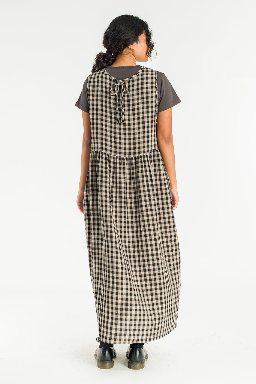 Tasha Check Relax Pinafore Dress, Black