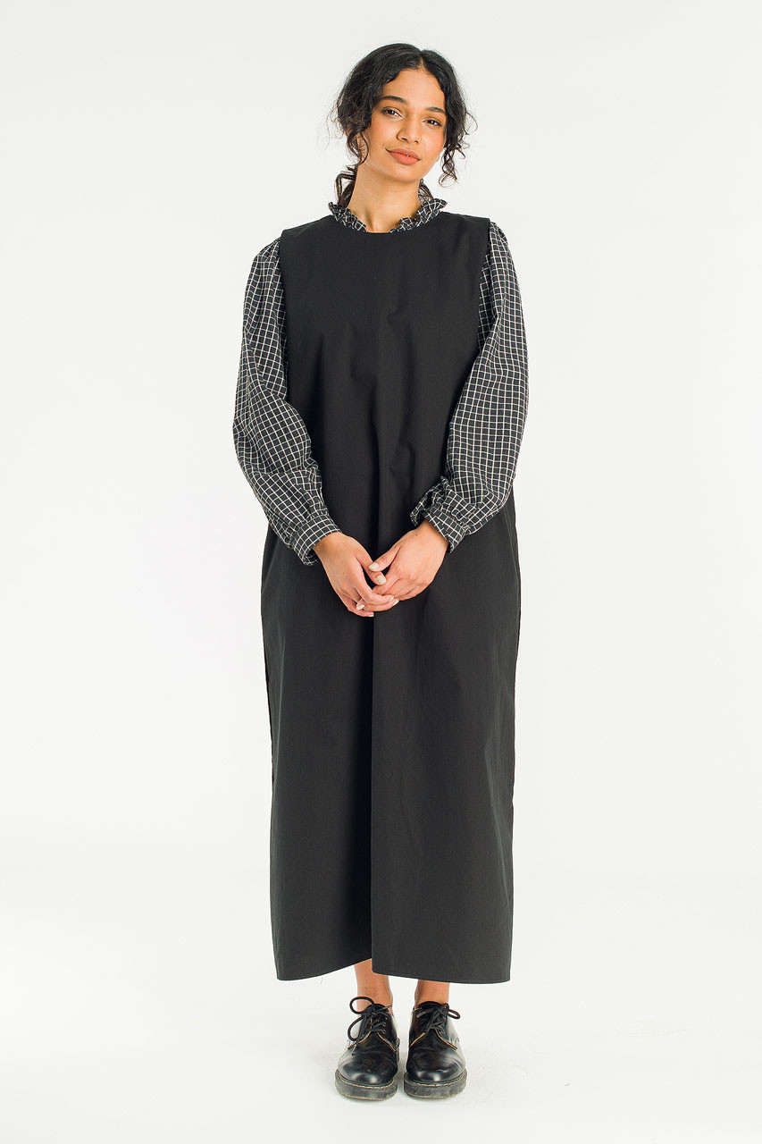 Slow Boxy Pinafore Dress, Black