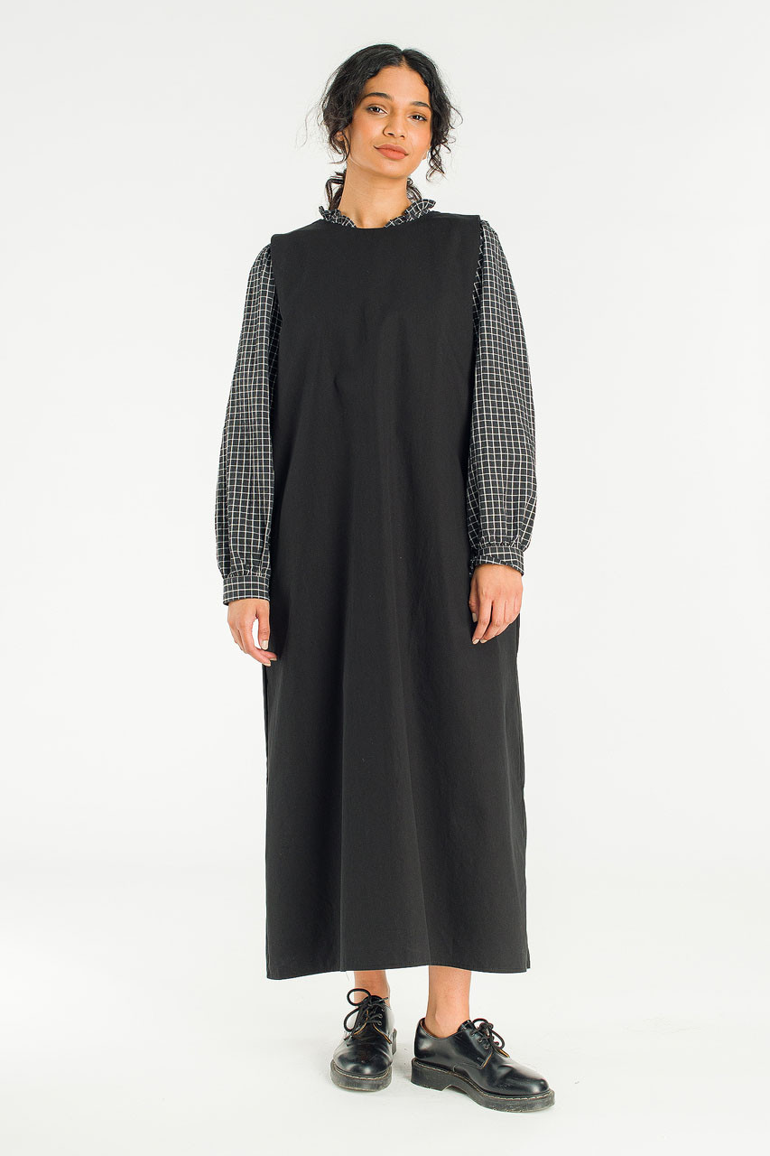 Slow Boxy Pinafore Dress, Black