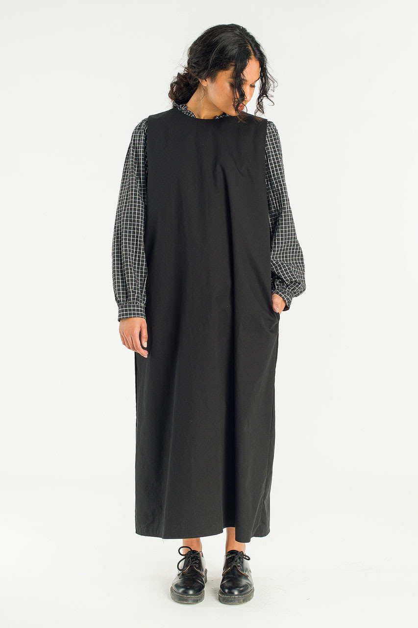 Slow Boxy Pinafore Dress, Black