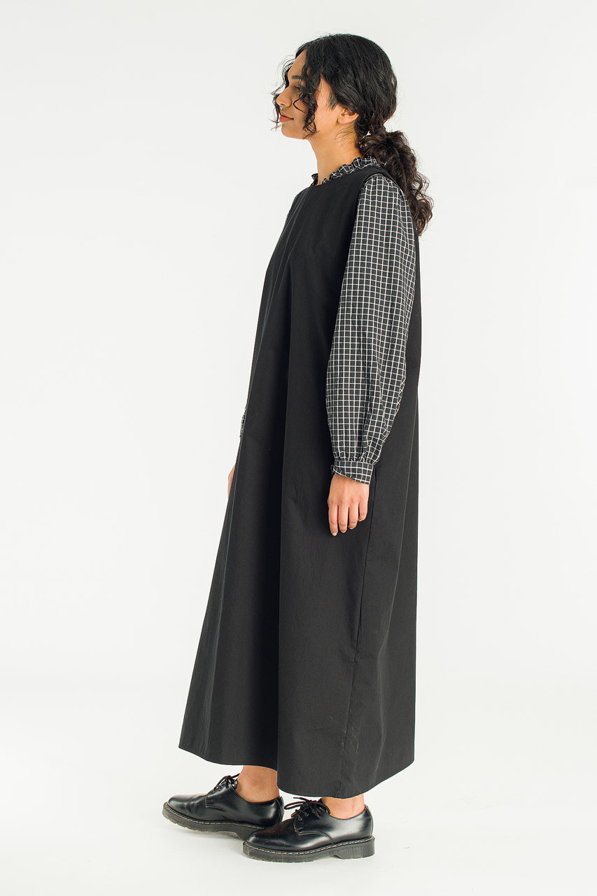 Slow Boxy Pinafore Dress, Black