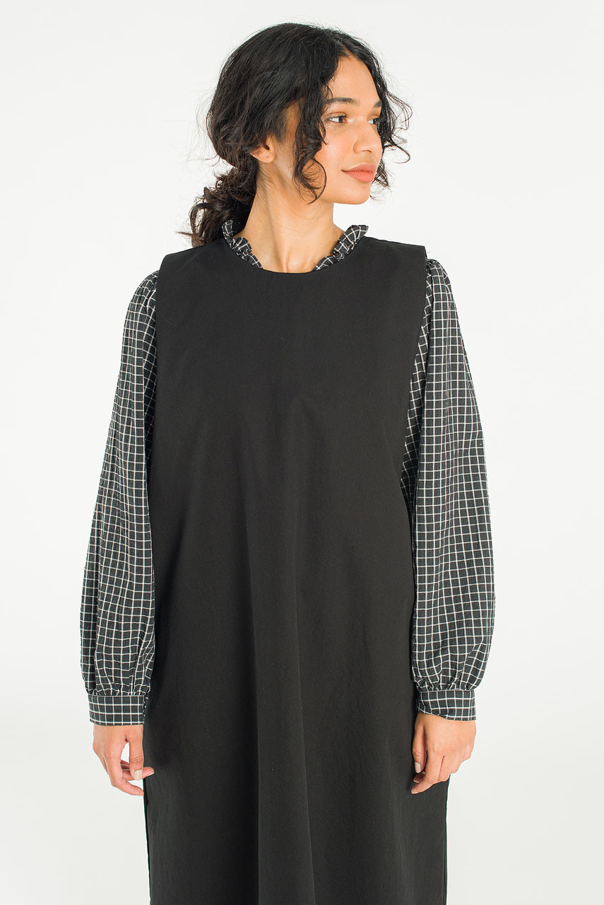 Slow Boxy Pinafore Dress, Black