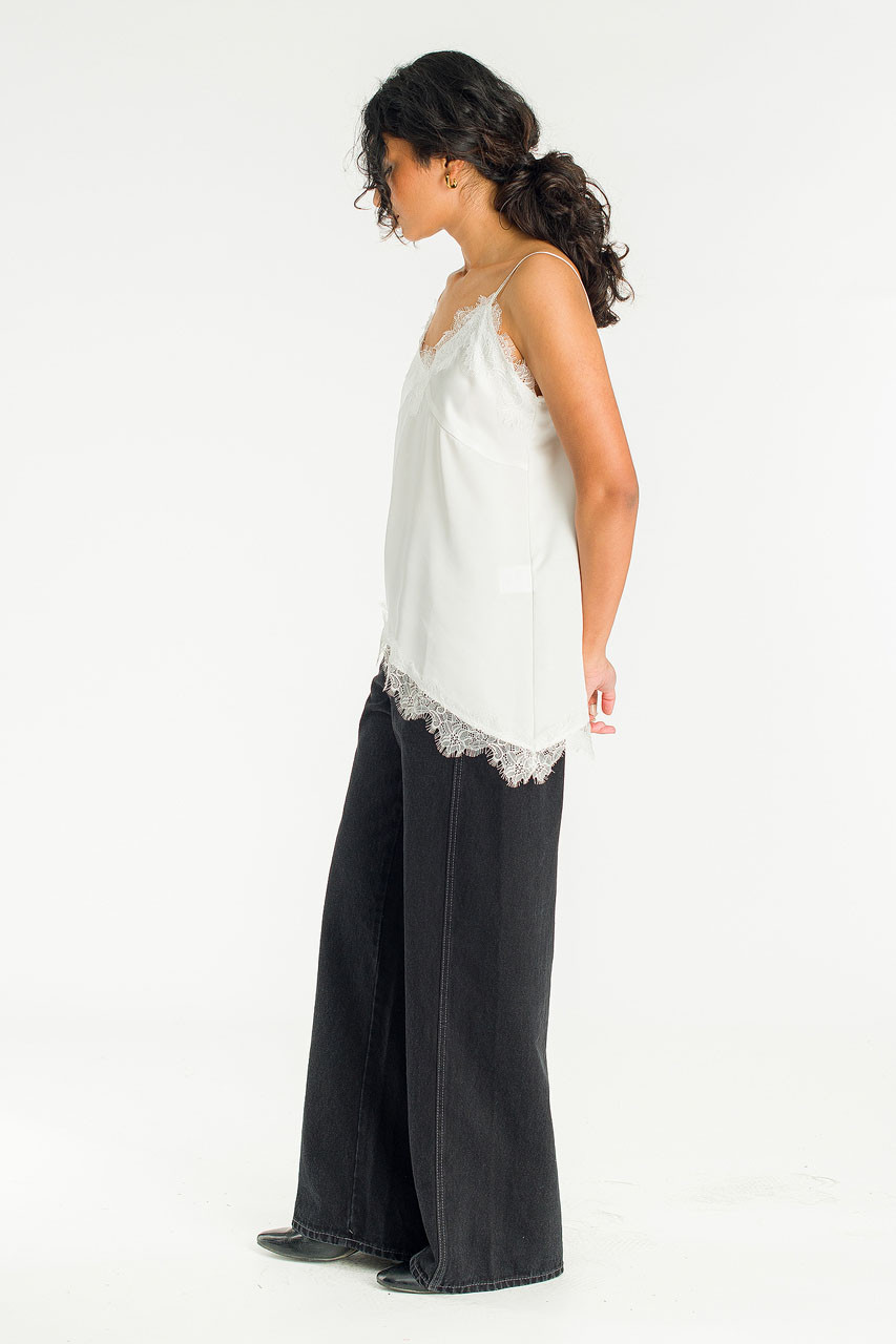 Lily Satin Top, Ivory