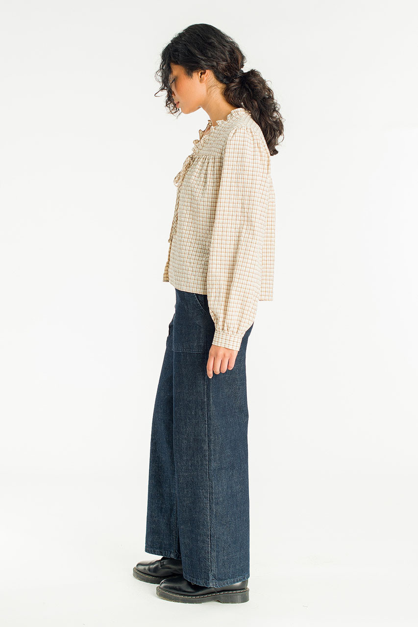 London Check Blouse, Beige