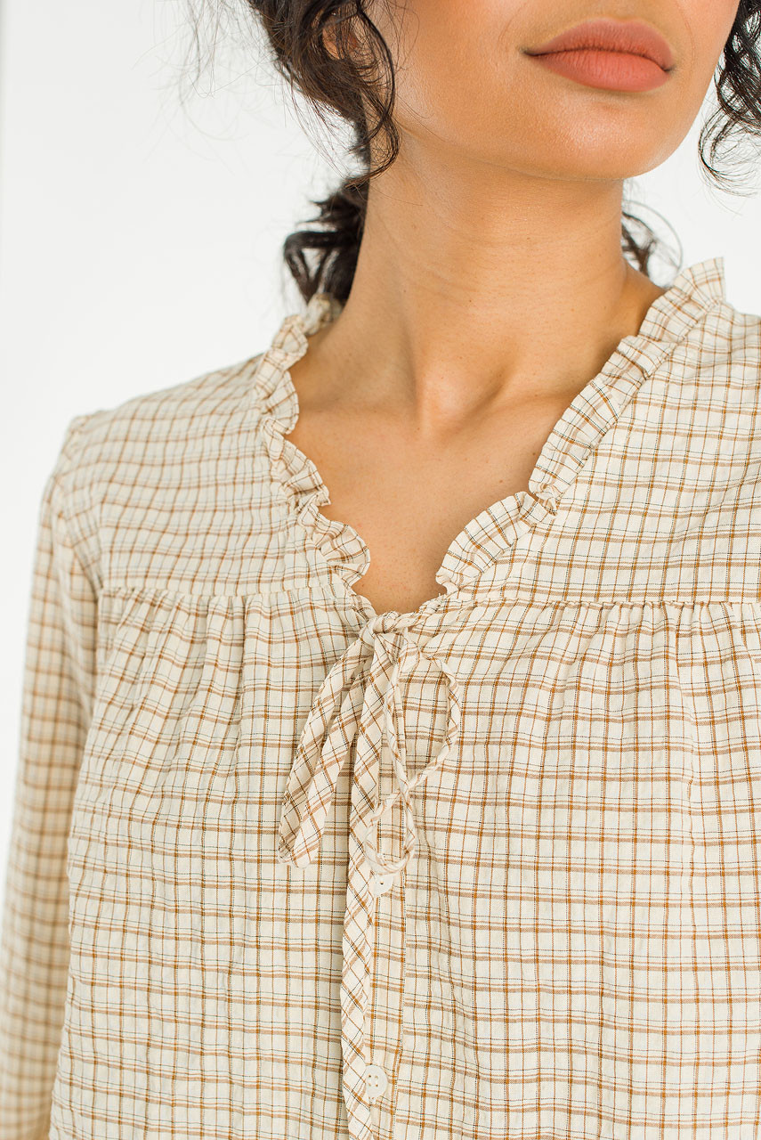 London Check Blouse, Beige