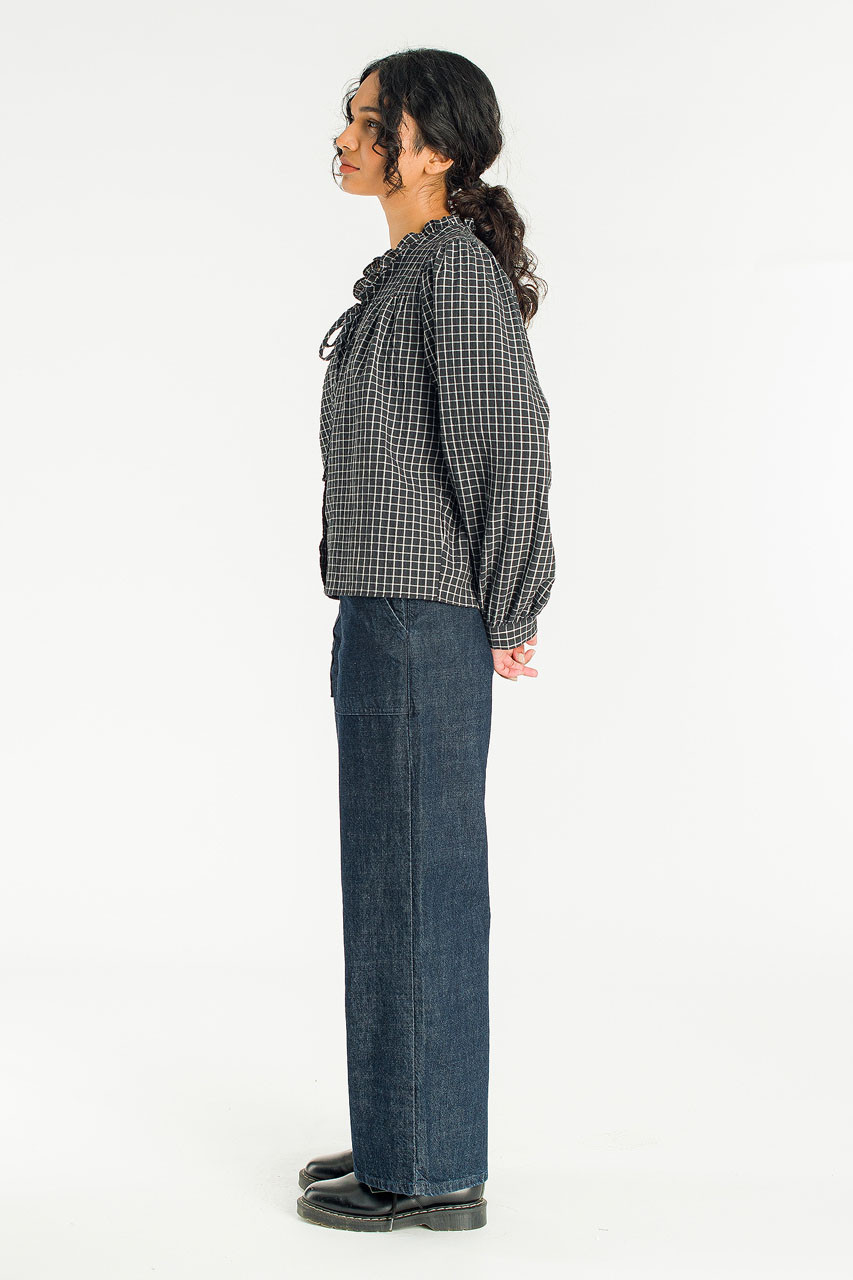London Check Blouse, Black