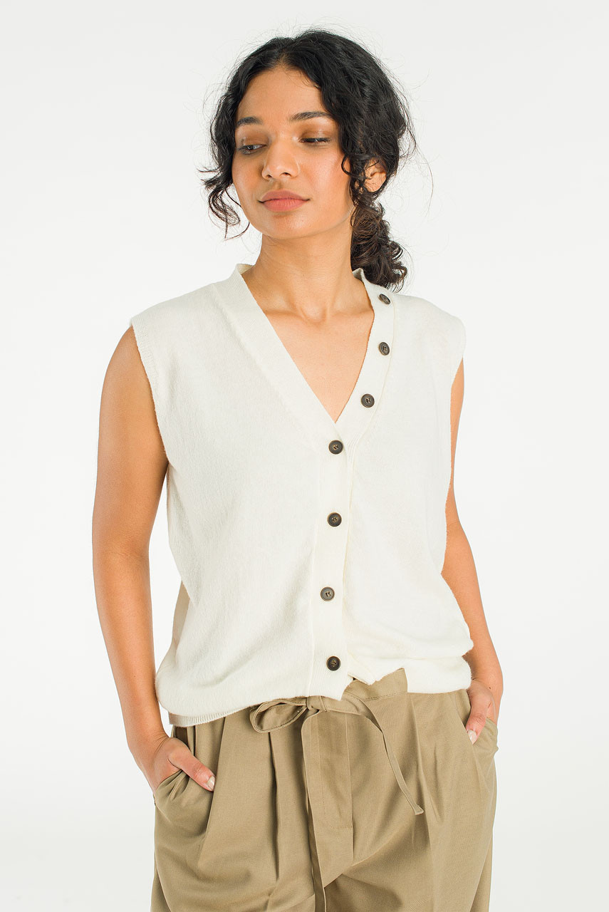 Shawl Set Vest, Ivory