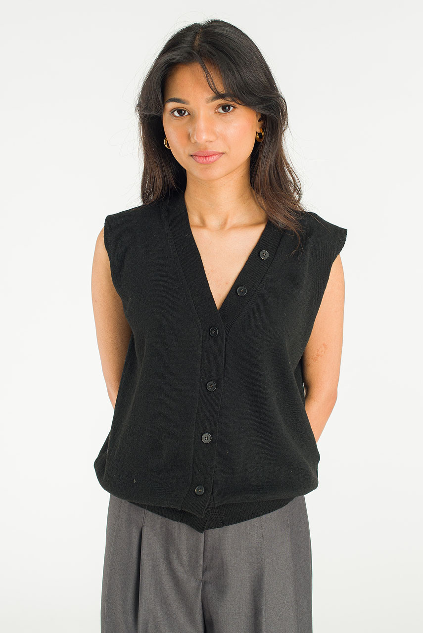 Shawl Set Vest, Black