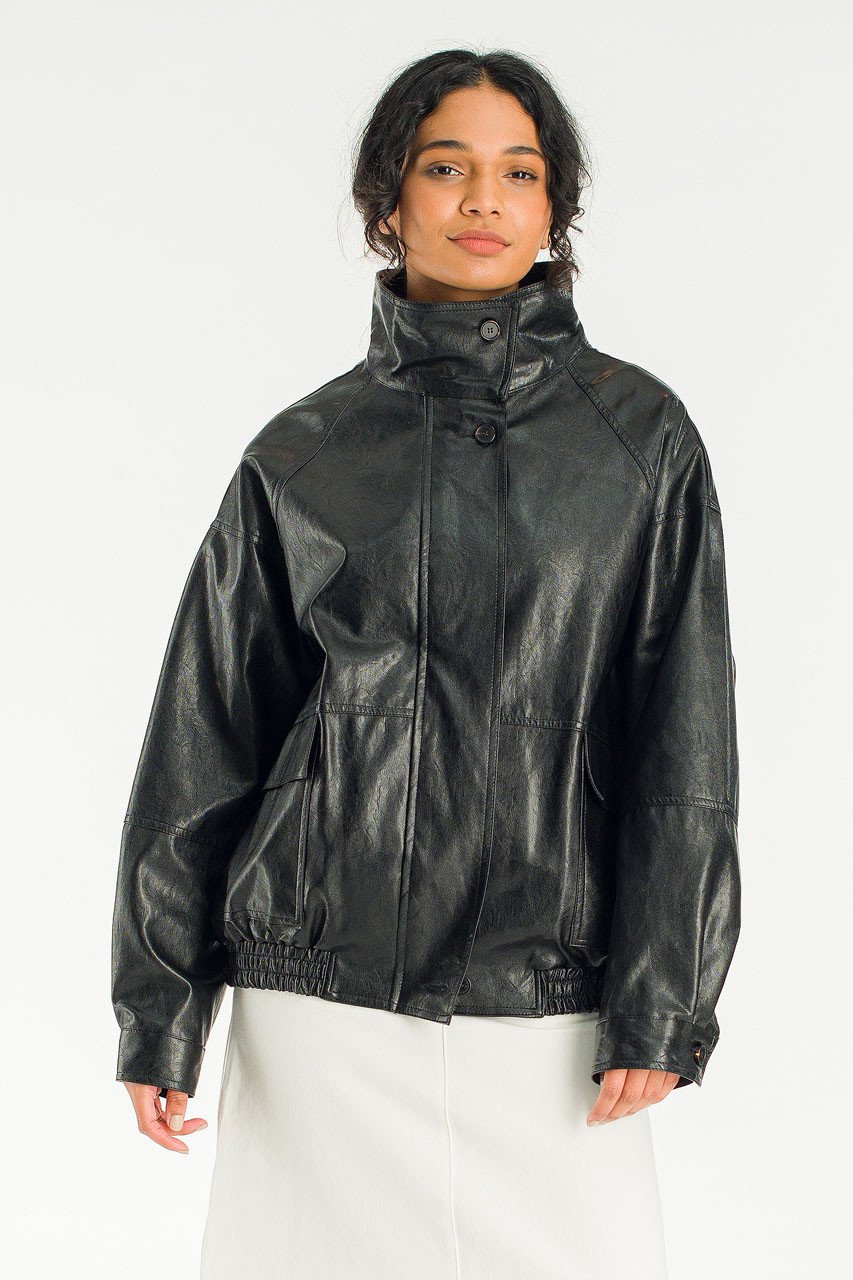 Eileen Faux Leather Jacket, Black