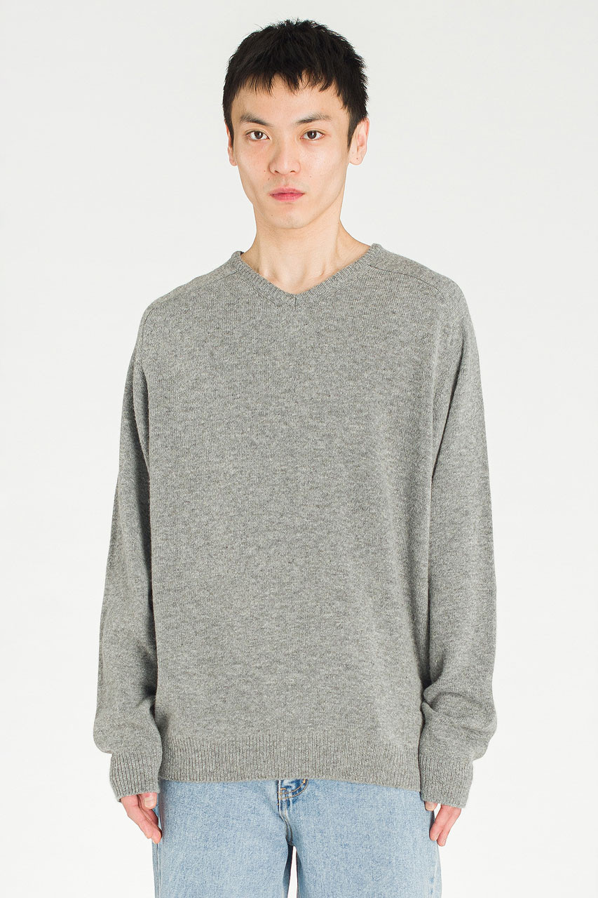 Menswear | Fine V Knit, Melange Grey