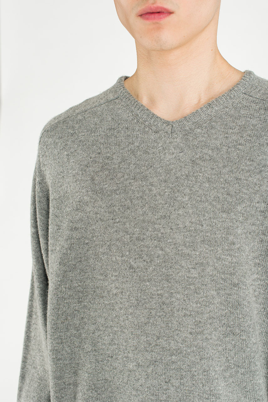 Menswear | Fine V Knit, Melange Grey