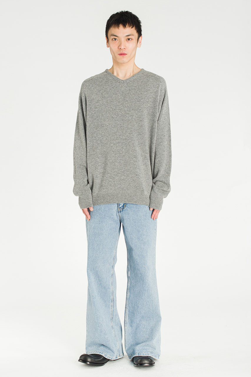 Menswear | Fine V Knit, Melange Grey